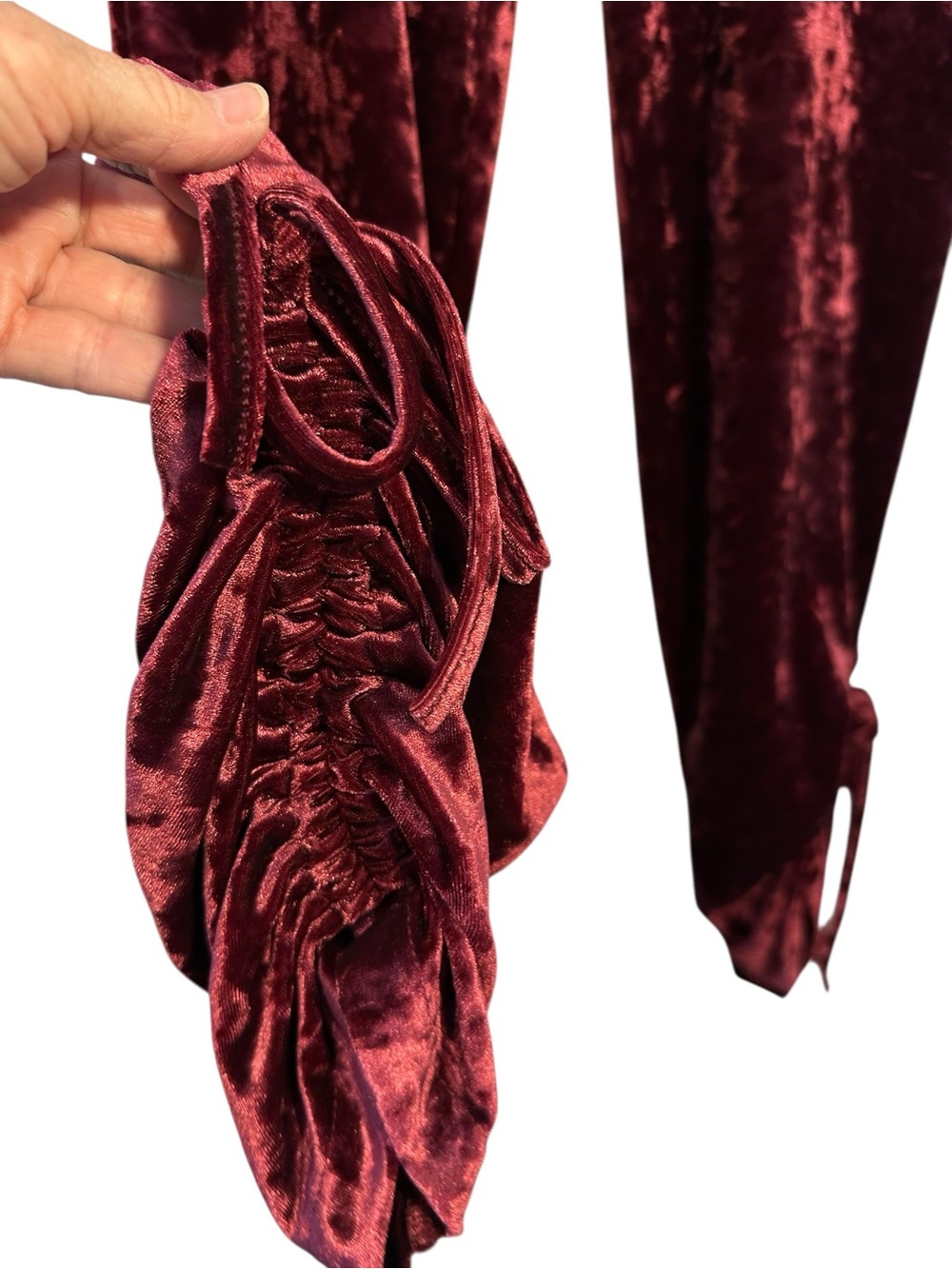 Romeo & Juliet Velvet Drawstring Joggers - Burgundy - Picture 12 of 13